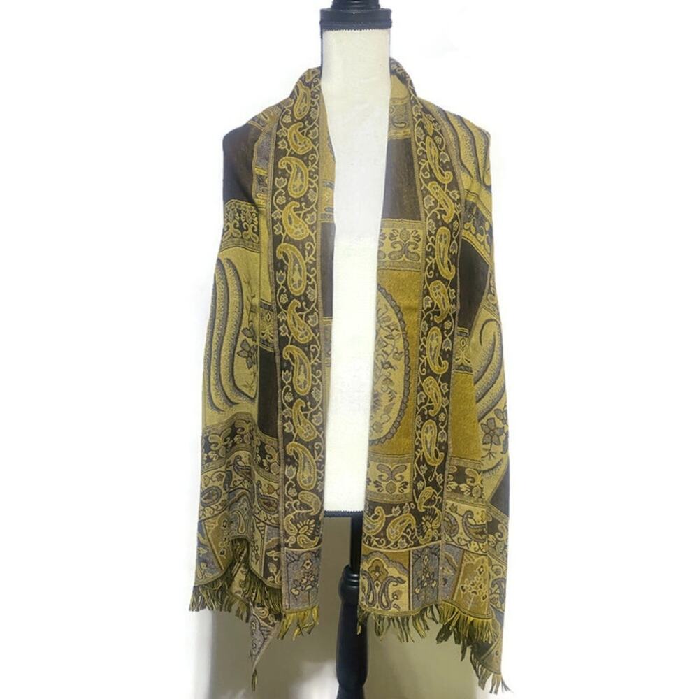 Shoulder Wrap Scarf Two-Toned Brown 67x27